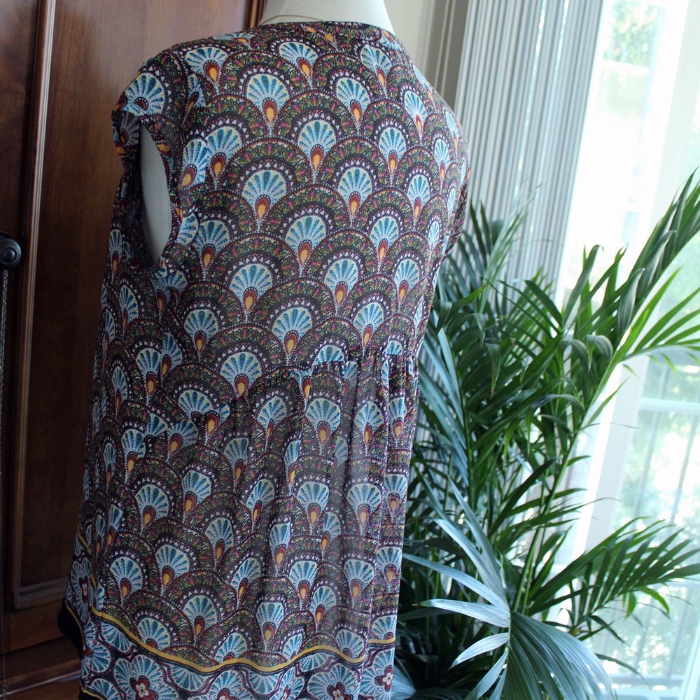 DR2 Sheer Cap Sleeve Blouse with Tassel Detail SZ US M - Picture 7 of 11